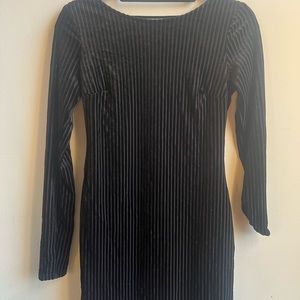 Suede striped black dress
